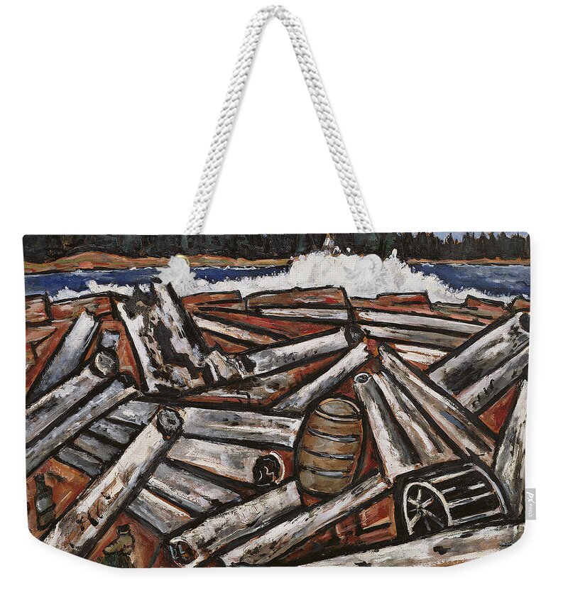 “logjam (backwaters Up Millinocket Way No. 3) By Marsden Hartley Weekender Tote Bag featuring the painting Logjam by MotionAge Designs