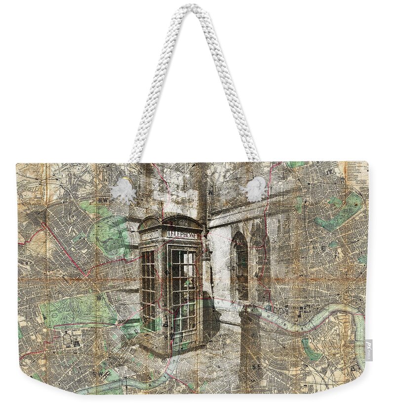 London Telephone Weekender Tote Bag featuring the photograph London Called by Sharon Popek