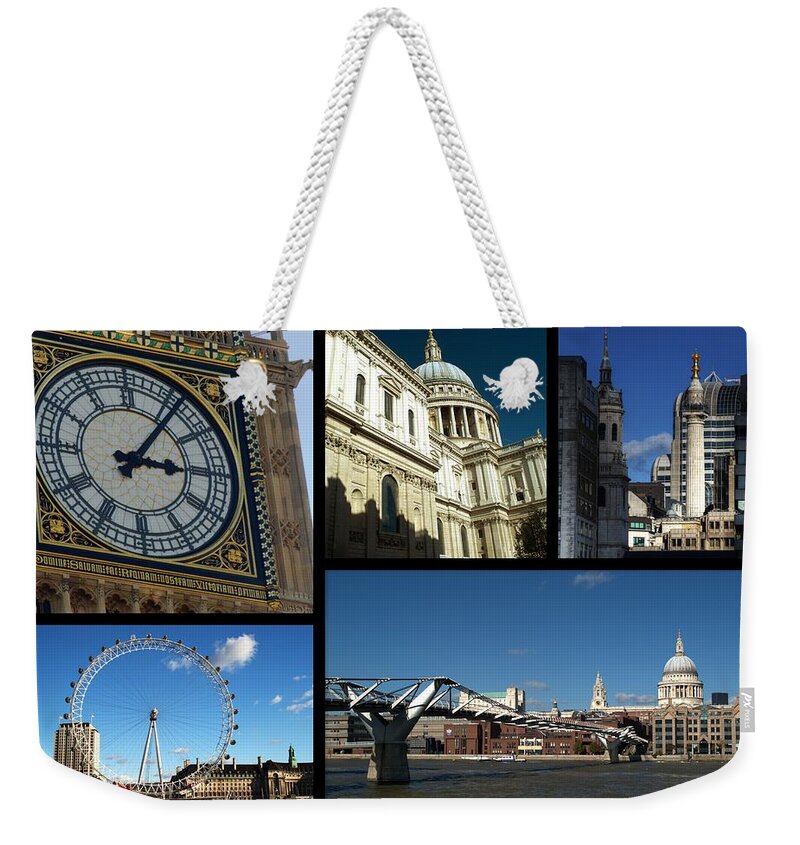 Big Ben Weekender Tote Bag featuring the photograph London Collage by Chris Day