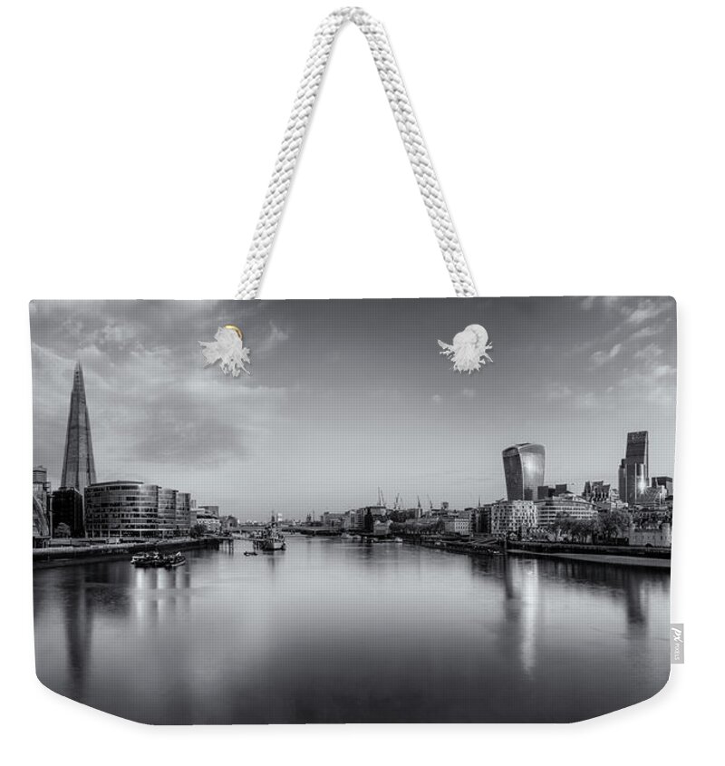 London Weekender Tote Bag featuring the photograph London Panorama by Rob Davies