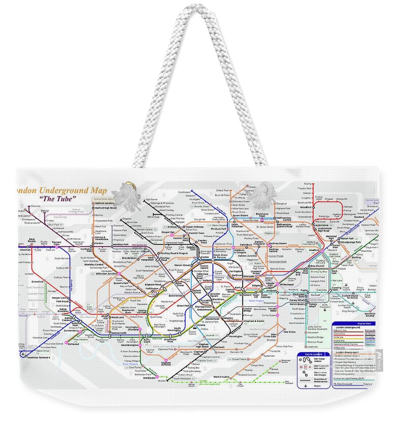 London Weekender Tote Bag featuring the photograph London Underground Map by Doc Braham