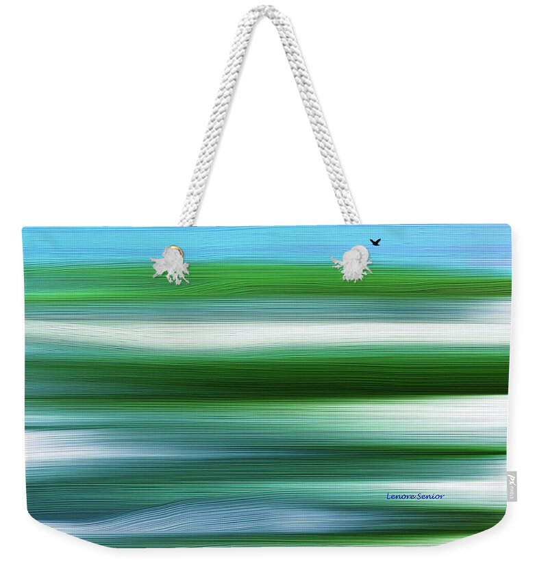 Abstract Weekender Tote Bag featuring the painting Lone Crow by Lenore Senior