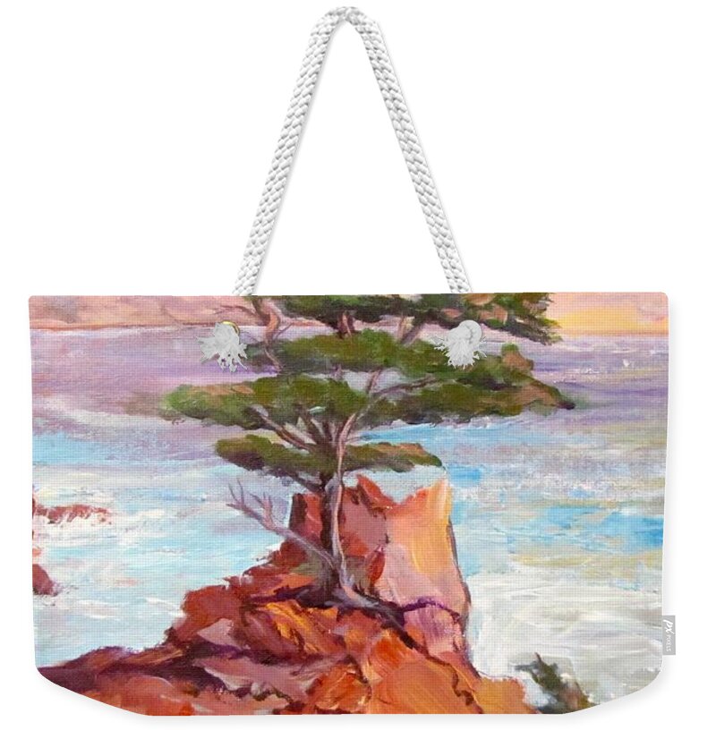 Tree Weekender Tote Bag featuring the painting Lone Cypress by Barbara O'Toole