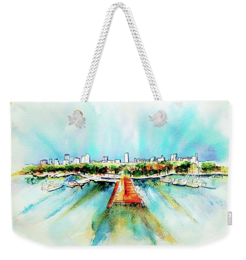 Long Beach Weekender Tote Bag featuring the painting Long Beach Rising by Debbie Lewis