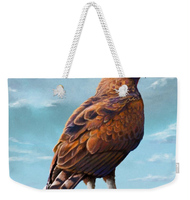 Eagle Weekender Tote Bag featuring the painting Long Crested Eagle by Anthony Mwangi