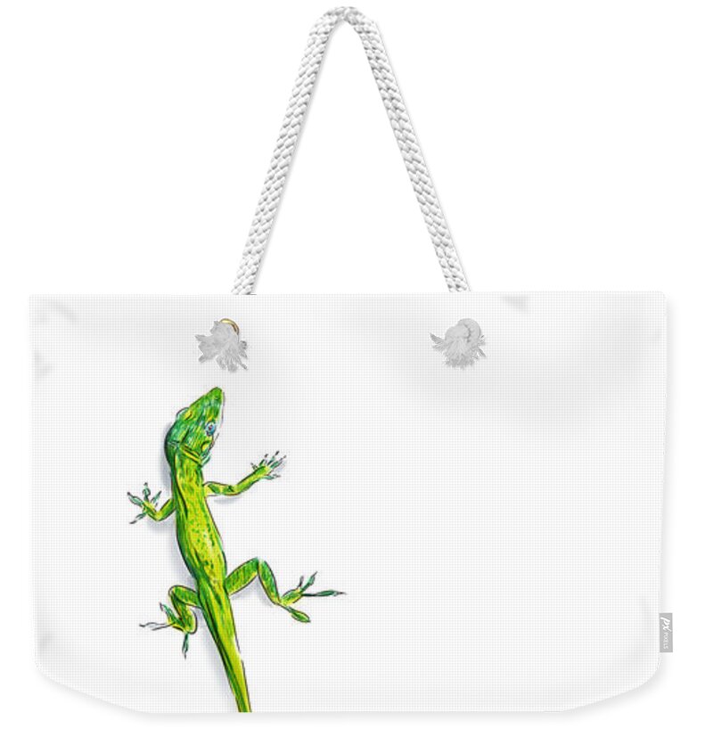 Lizard Weekender Tote Bag featuring the digital art Long lizard by Thomas Hamm