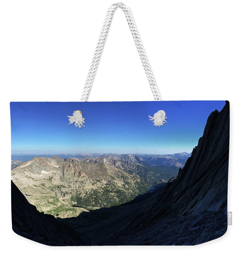 Longs Weekender Tote Bag featuring the photograph Longs Peak Trough by Trent Mallett