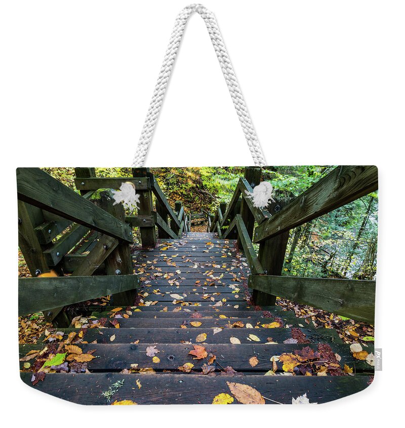 Deck Weekender Tote Bag featuring the photograph Looking Down by Joe Holley