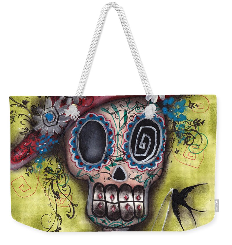 Day Of The Dead Paintings Weekender Tote Bag featuring the painting Looking for Love by Abril Andrade