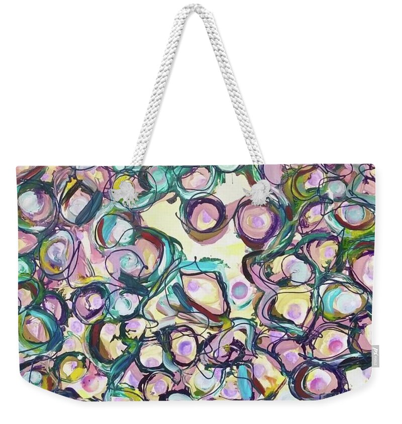 Circles Weekender Tote Bag featuring the painting Looking Through by Catherine Gruetzke-Blais