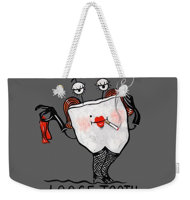 Loose Tooth T-shirt Weekender Tote Bag featuring the painting Loose Tooth T-Shirt by Anthony Falbo