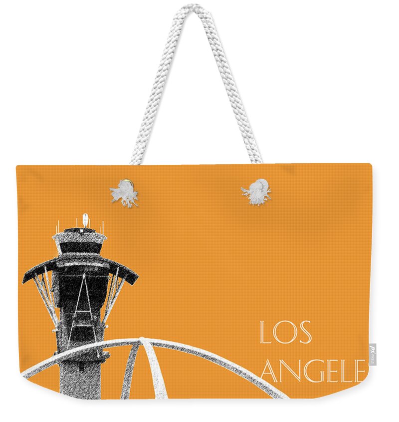 Architecture Weekender Tote Bag featuring the digital art Los Angeles Skyline LAX Spider - Orange by DB Artist