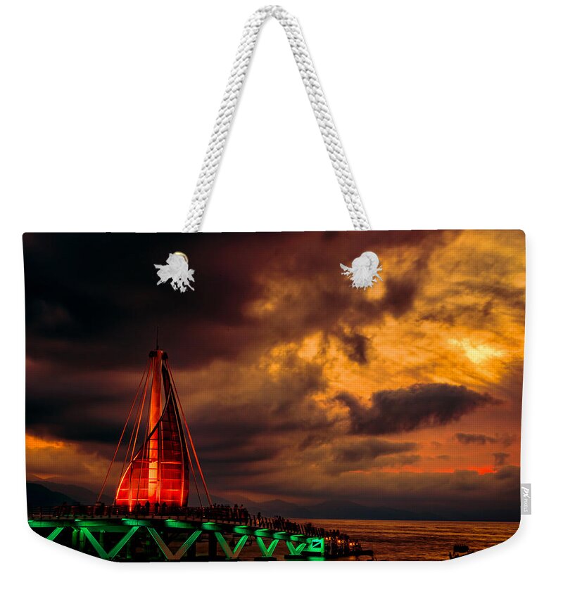 Puerto Weekender Tote Bag featuring the photograph Los Muertos Pier at Sunset II by Paul LeSage