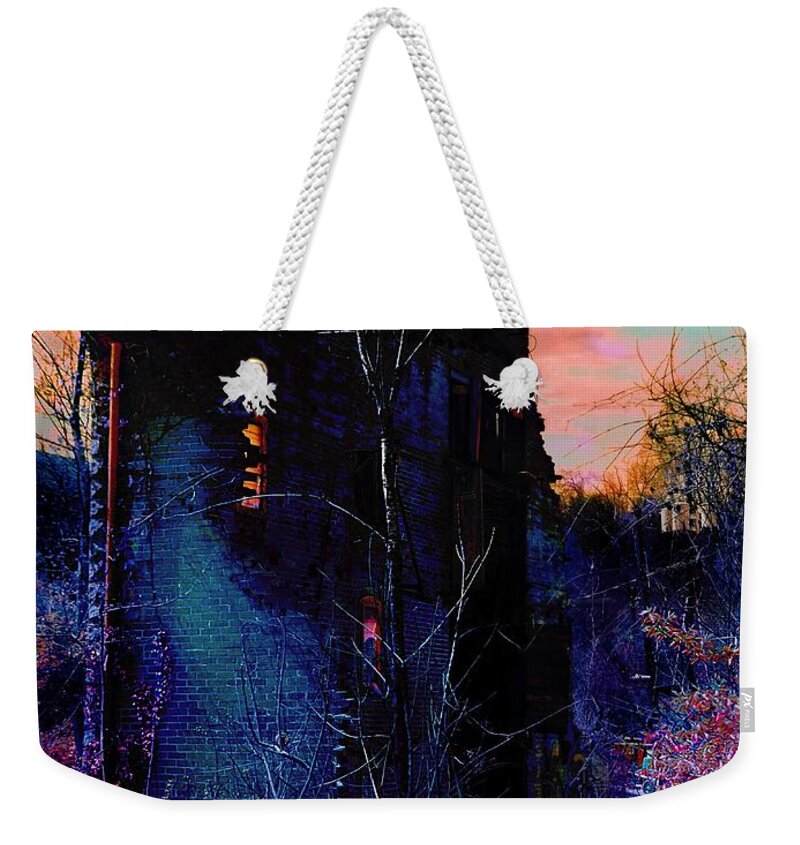 Tower Weekender Tote Bag featuring the digital art Lost Tower of the Blue King by David Neace
