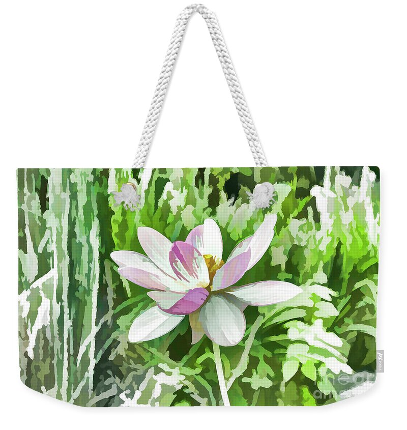 Lotus Weekender Tote Bag featuring the painting Lotus flower in the pond 7 by Jeelan Clark