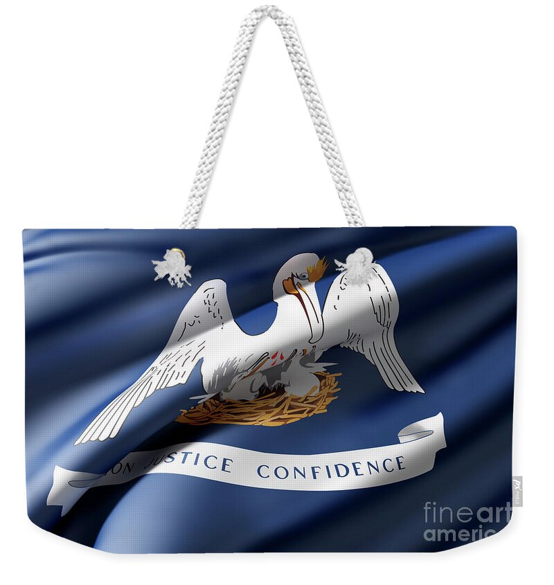 Louisiana Weekender Tote Bag featuring the digital art Louisiana State flag by Enrique Ramos Lopez