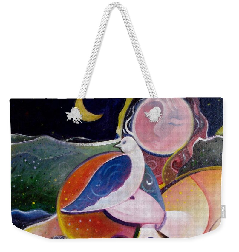 Love Weekender Tote Bag featuring the painting Love and Patience by Helena Tiainen