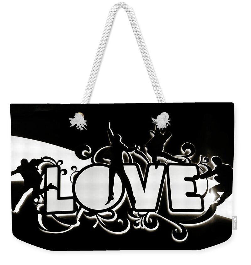 Love Weekender Tote Bag featuring the photograph LOVE Beatles Sign Vegas by Marilyn Hunt