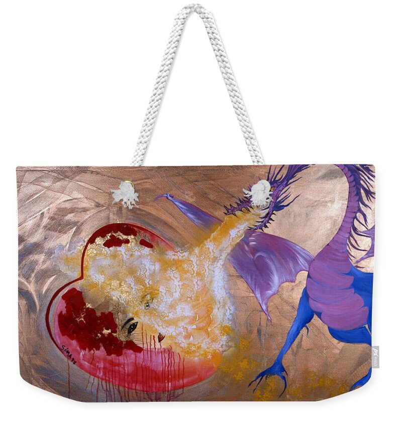 Love Weekender Tote Bag featuring the painting Love Burns by Sima Amid Wewetzer
