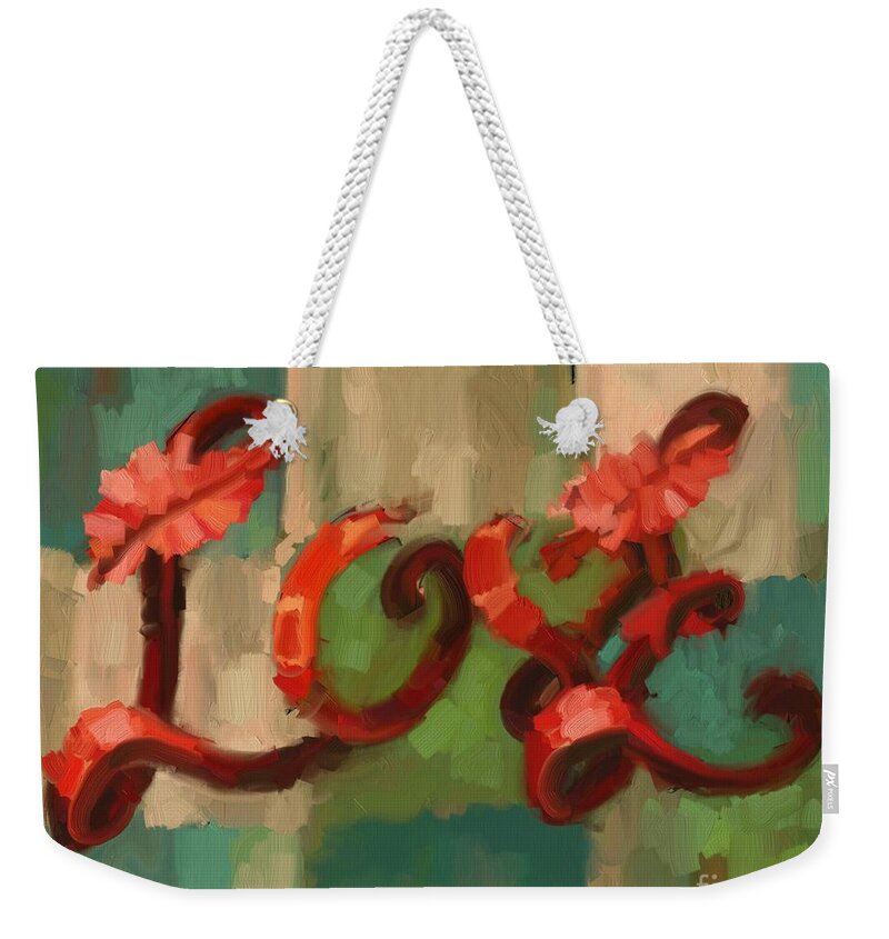 Love Weekender Tote Bag featuring the painting Love by Carrie Joy Byrnes