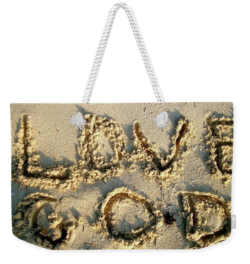 Sand Weekender Tote Bag featuring the photograph Love God by Michelle Gilmore