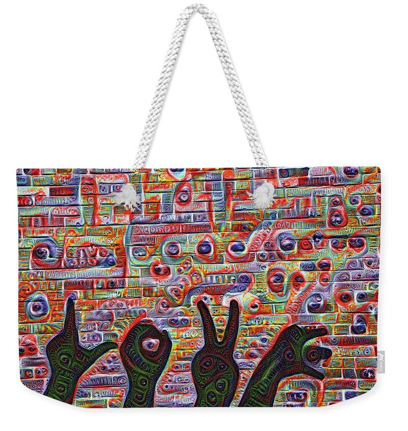 Love Weekender Tote Bag featuring the photograph Love Hands Rendering by Bill Cannon