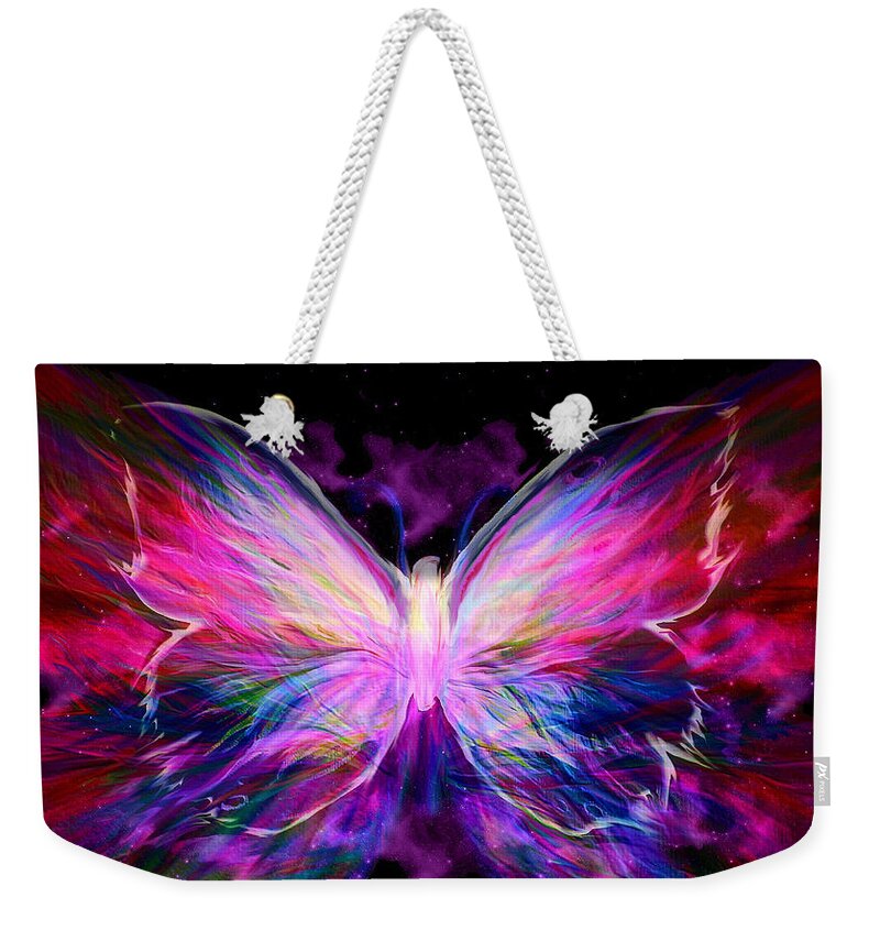 Butterfly Weekender Tote Bag featuring the painting Love Lifts My Heart by Pam Herrick