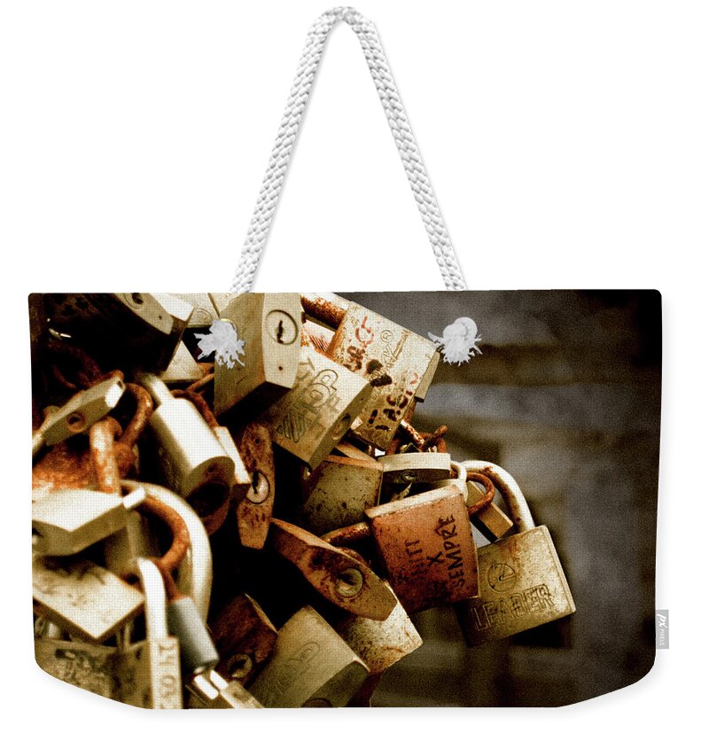 Italy Weekender Tote Bag featuring the photograph Love Locks by Steven Myers