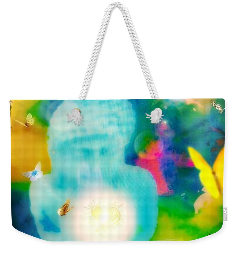 Love Weekender Tote Bag featuring the mixed media Love, Peace and Harmony by Christine Paris