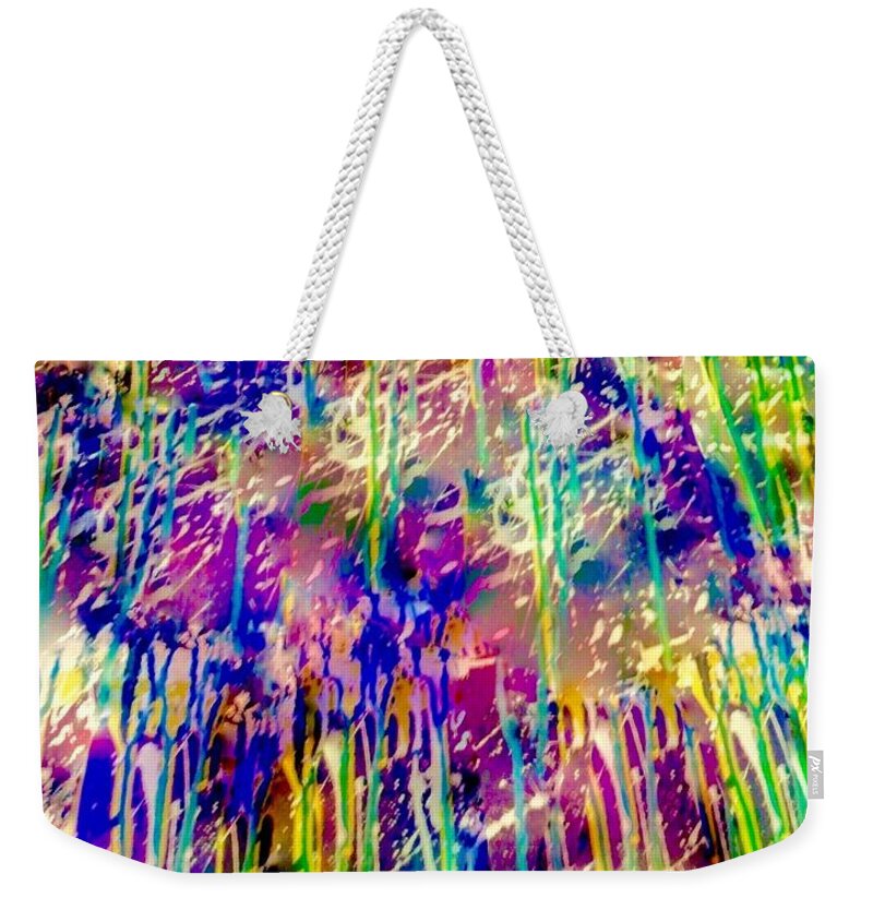 Abstract-painting-mixed-media Weekender Tote Bag featuring the painting Love Raining Down by Catalina Walker