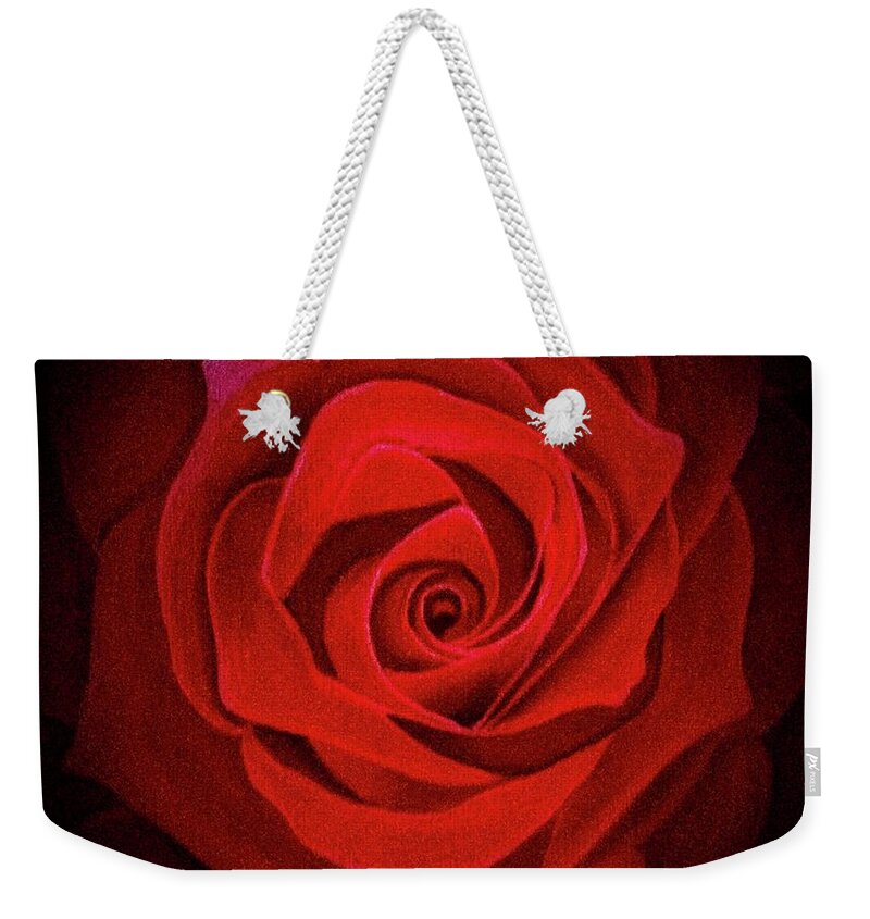 Rose Weekender Tote Bag featuring the painting Love by Sudakshina Bhattacharya