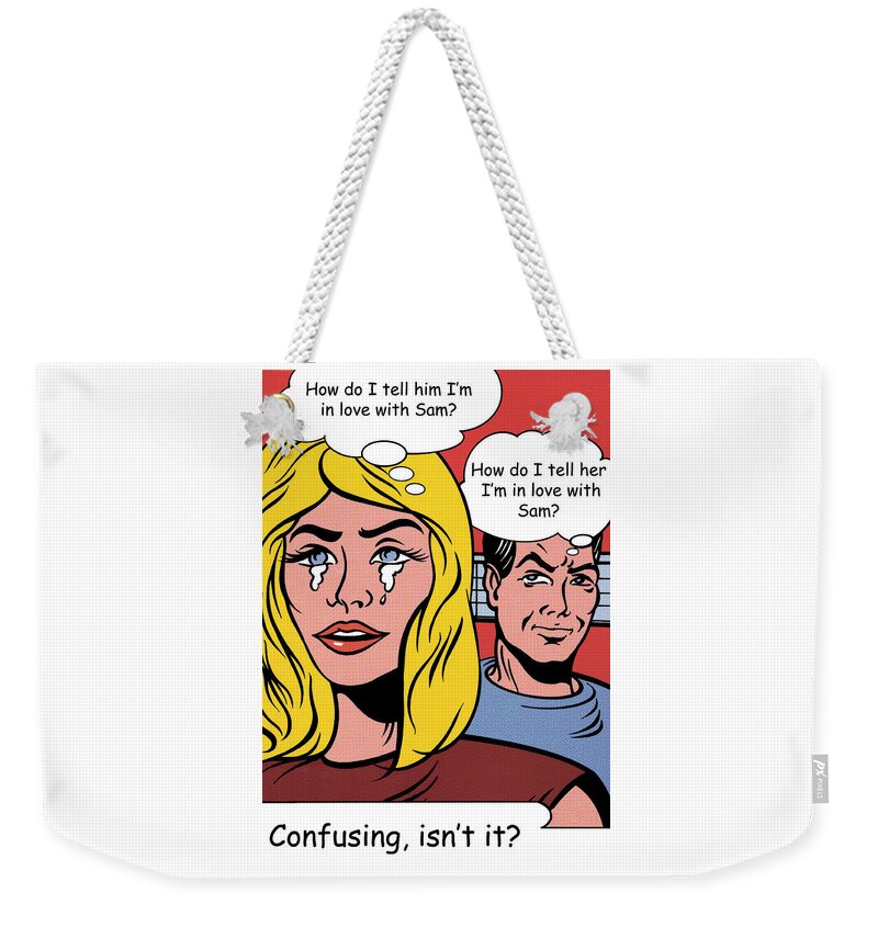 Roy Lichtenstein Weekender Tote Bag featuring the photograph Falling In Love with Sam by Doc Braham