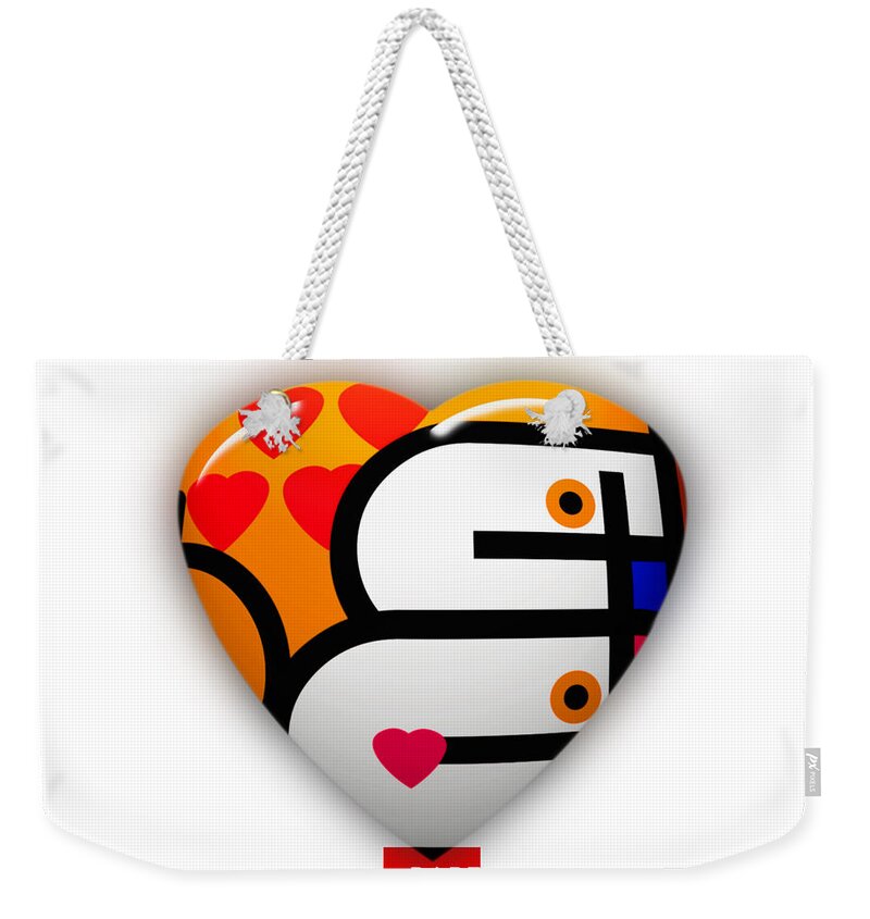 Love Weekender Tote Bag featuring the painting Love You Babe by Charles Stuart