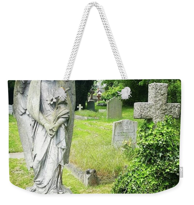 Inspiration Weekender Tote Bag featuring the photograph Angel With Lillies by Rowena Tutty