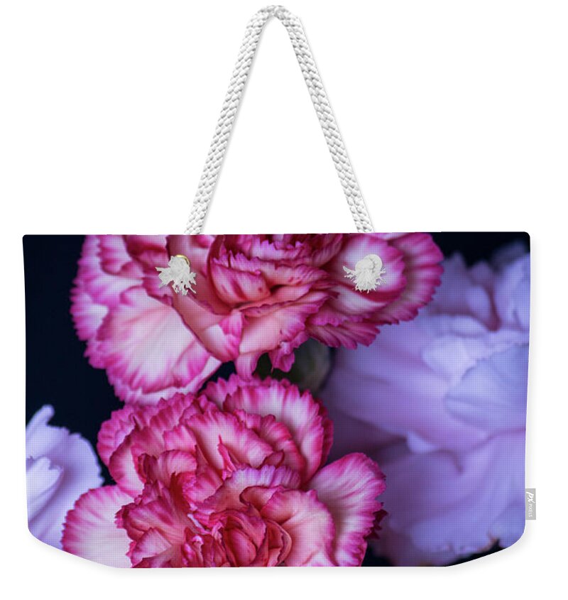 Love Weekender Tote Bag featuring the photograph Lovely Carnation Flowers by Ester McGuire