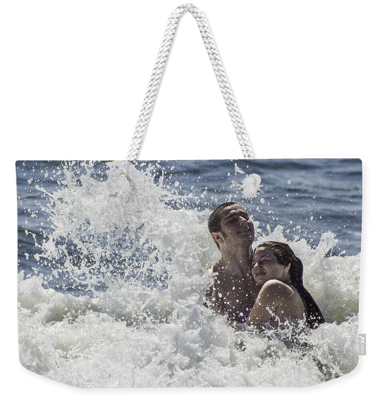 Original Weekender Tote Bag featuring the photograph Lovers in the Surf by WAZgriffin Digital