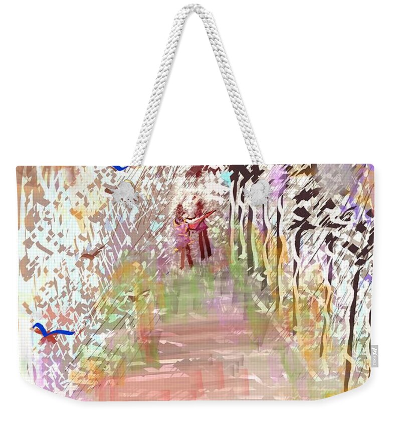 Lover Weekender Tote Bag featuring the digital art Lover's zone haters restricted by Subrata Bose