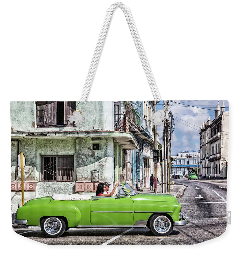 Chevy Weekender Tote Bag featuring the photograph Lovin' Lime Green Chevy by Gigi Ebert