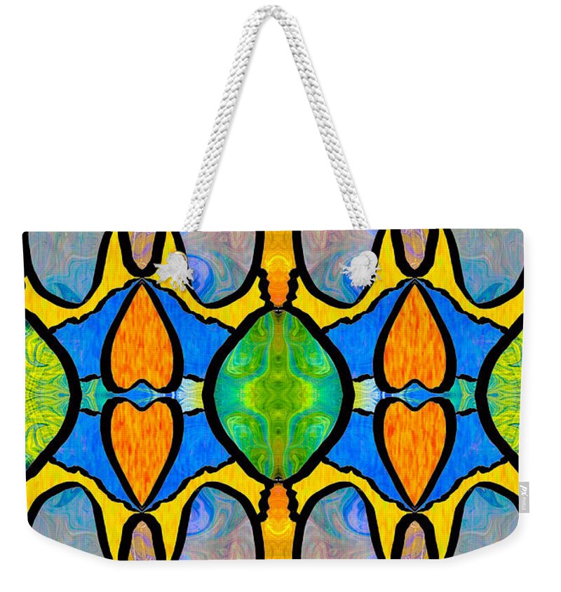 Abstract Weekender Tote Bag featuring the digital art Loving Beauty In Chaos Abstract Fabric Art by Omaste Witkowski by Omaste Witkowski