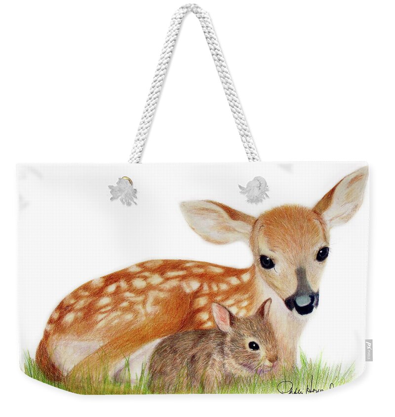 Animals Weekender Tote Bag featuring the drawing Loving by Phyllis Howard