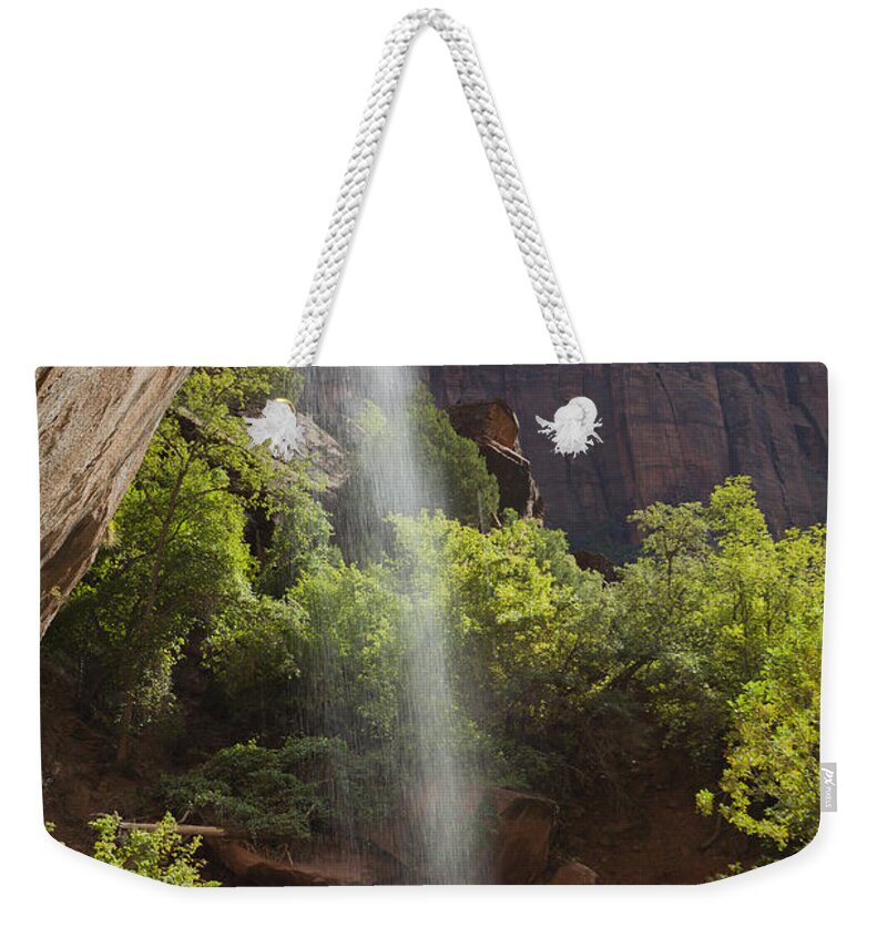 Waterfall Weekender Tote Bag featuring the photograph Lower Emerald Pool Falls in Zion by David Watkins