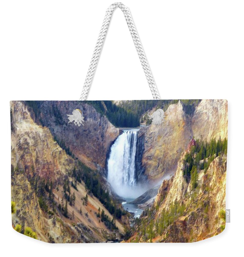 Falls Weekender Tote Bag featuring the photograph Lower Yellowstone Falls by Jean Wright