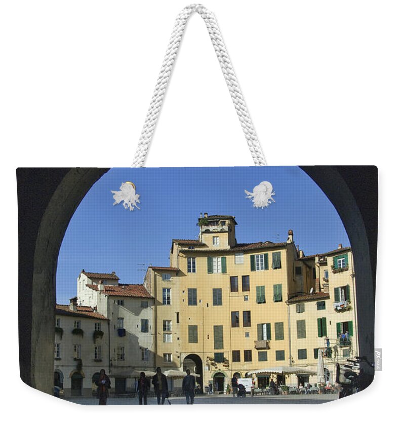 Italy Weekender Tote Bag featuring the photograph Lucca Piazza by Jill Love
