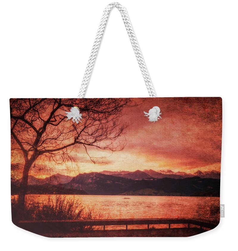 Lucerne Weekender Tote Bag featuring the photograph Lucerne Switzerland Sunrise Texture 7K_DSC2162_09132017 by Greg Kluempers