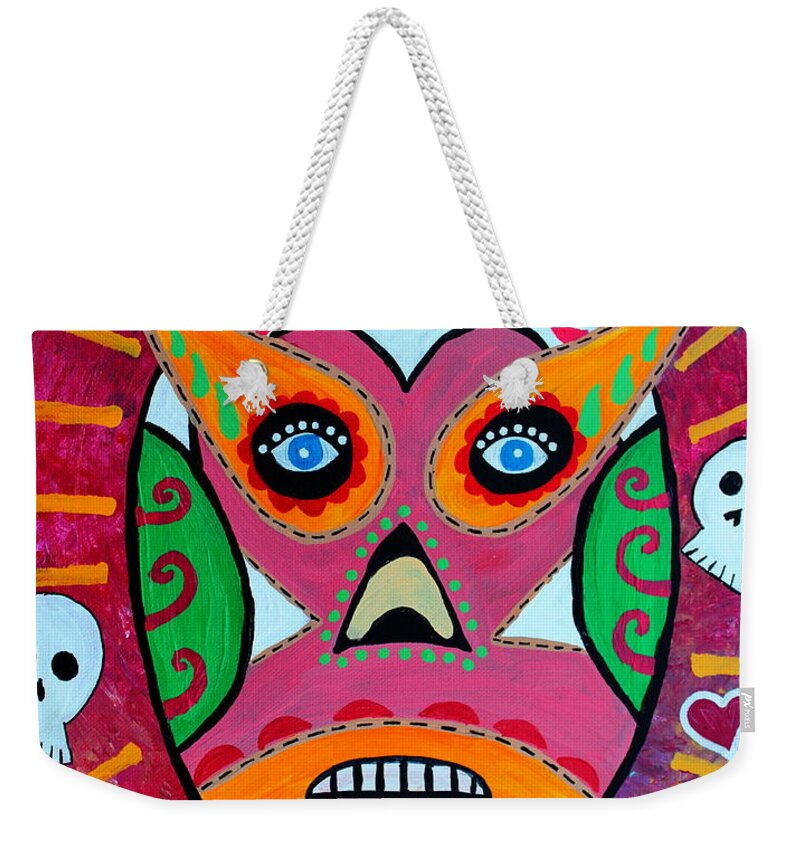 Lucha Libre Weekender Tote Bag featuring the painting Lucha Libre by Pristine Cartera Turkus
