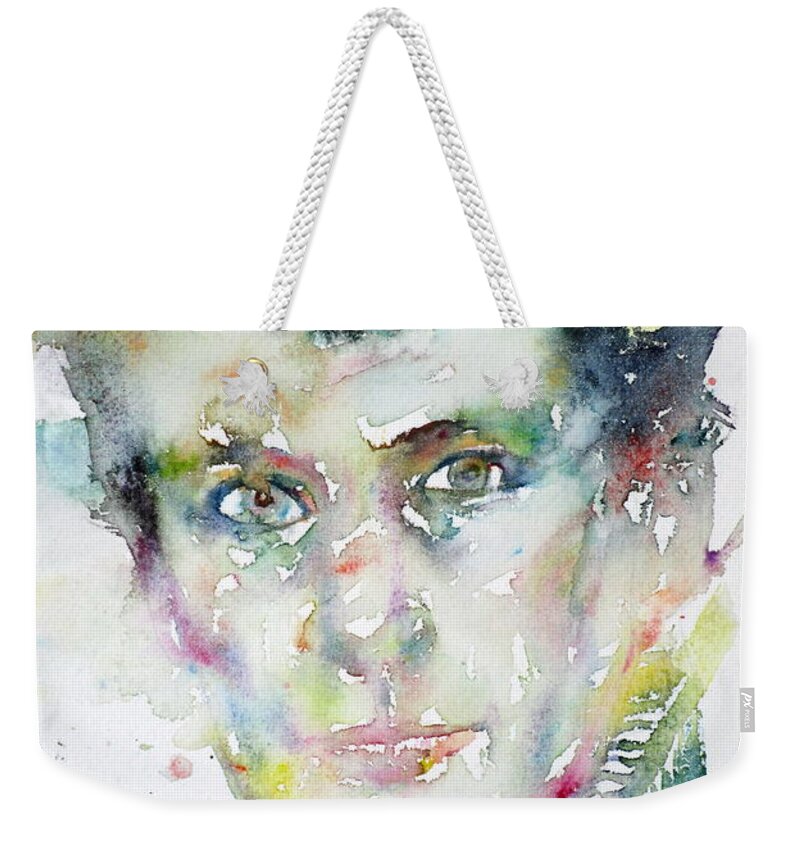 Freud Weekender Tote Bag featuring the painting LUCIAN FREUD - watercolor portrait.3 by Fabrizio Cassetta