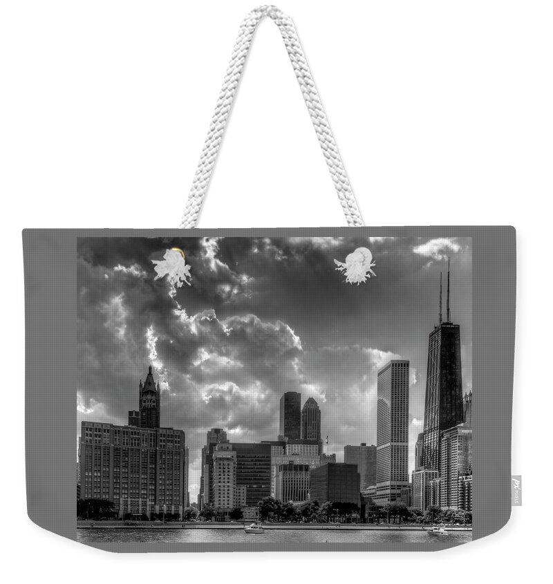 Chicago Weekender Tote Bag featuring the photograph Luminous Chicago by John Roach