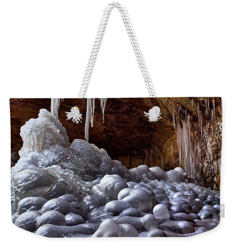 2015 Weekender Tote Bag featuring the photograph Lumpy Ice by Robert Charity