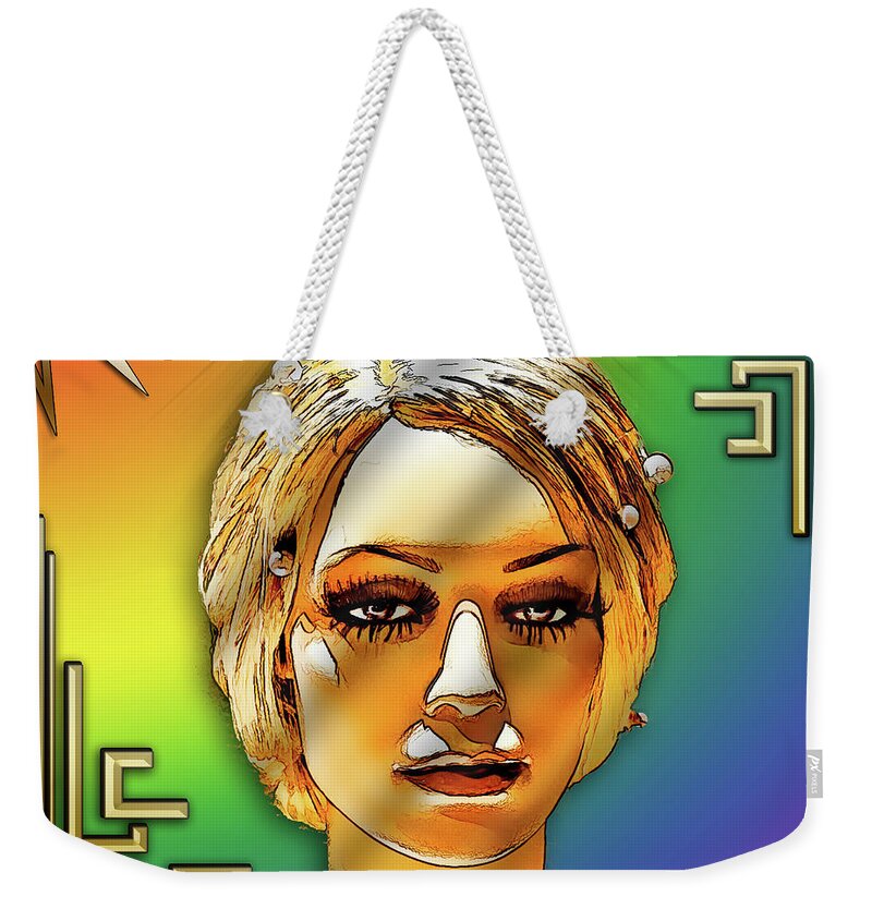 Staley Weekender Tote Bag featuring the digital art Luna Loves Deco by Chuck Staley