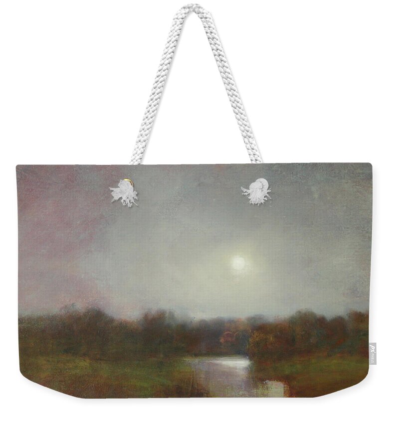 Moon Weekender Tote Bag featuring the painting Lunar 14 by David Ladmore